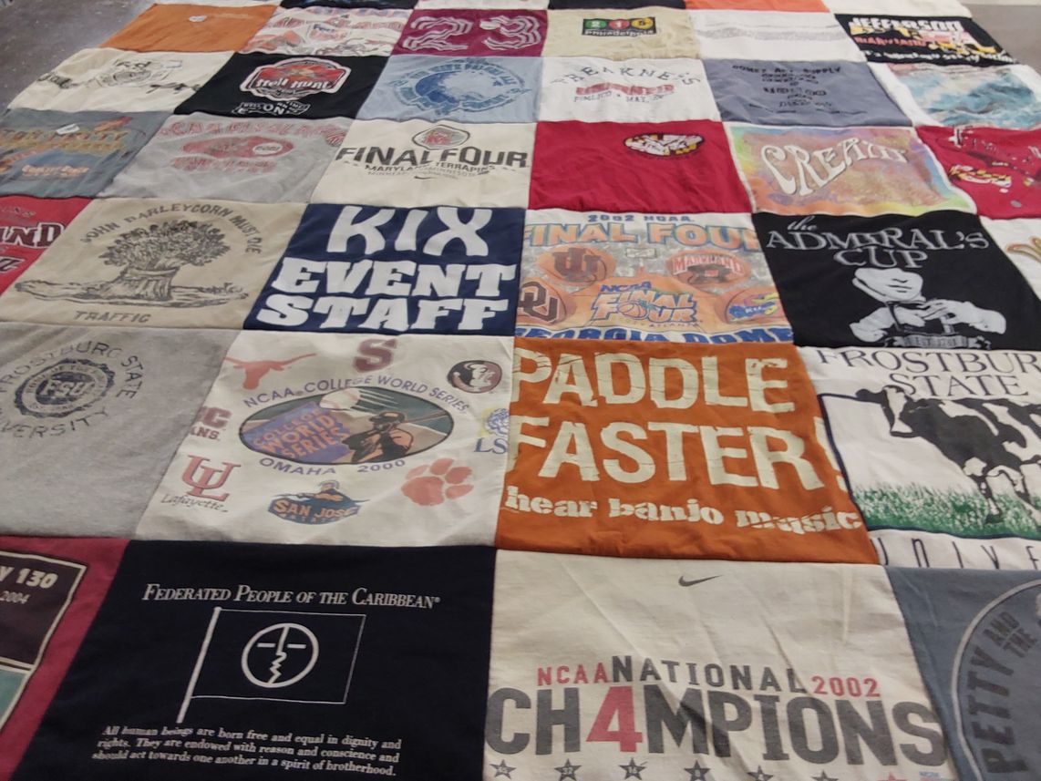 T-shirt quilt from frostburg state university, lsu by Johanna from MD