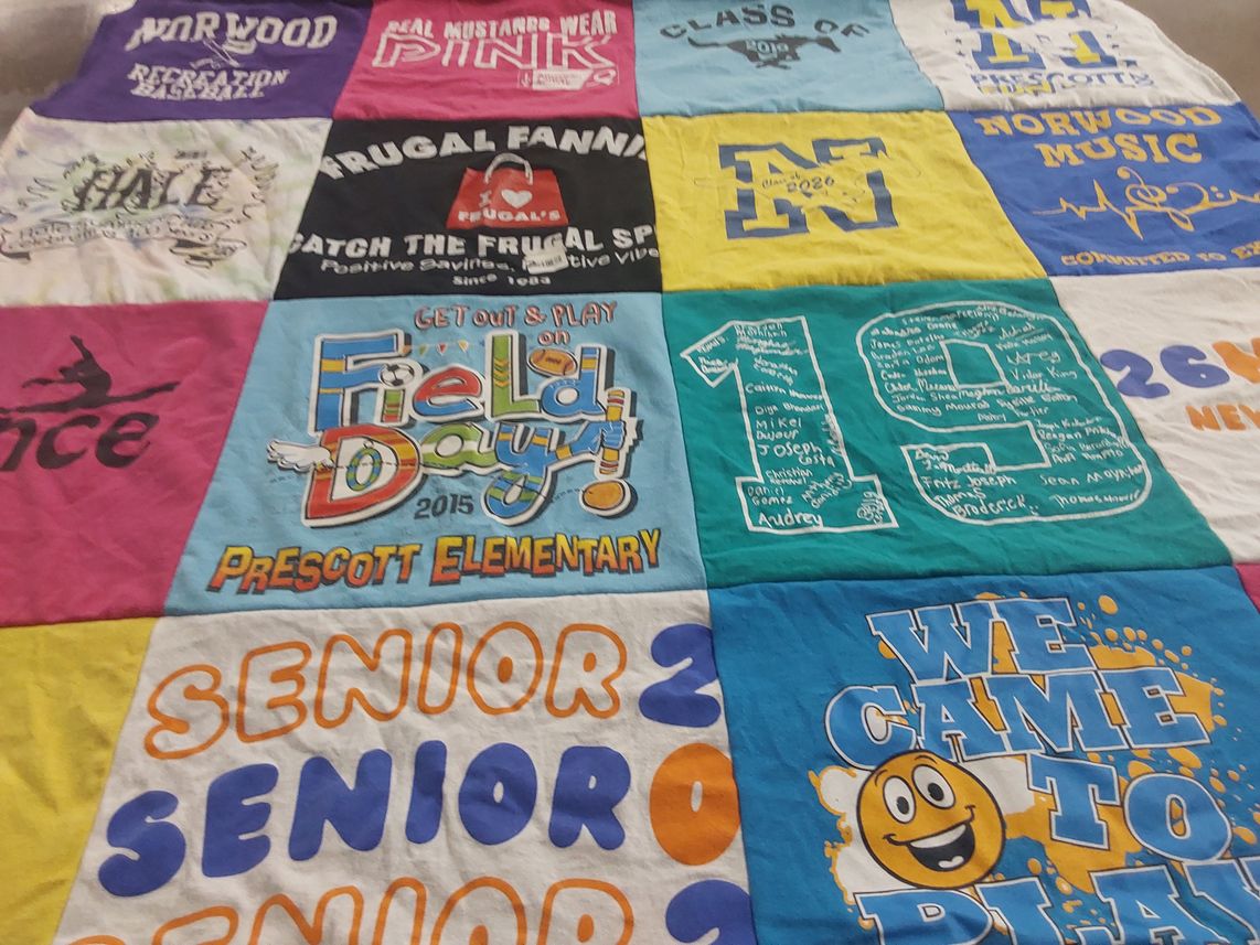 T-shirt quilt featuring norwood mustangs by Sysille from MA