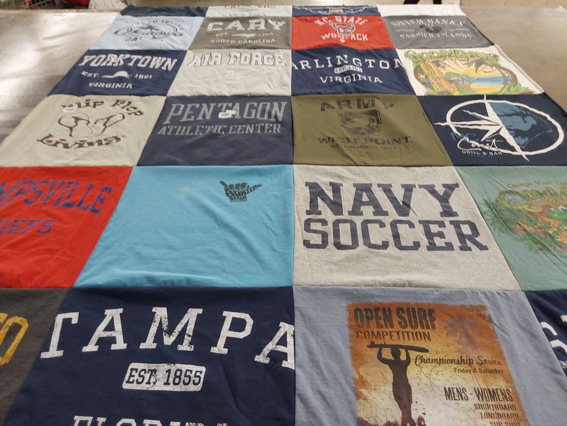 T-shirt quilt featuring navy soccer, yorktown chiefs by Craig from FL