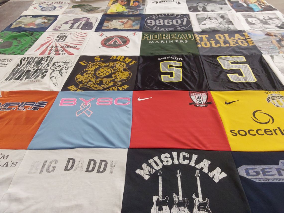 T-shirt quilt featuring oregon university, strikers north by Richard from CA