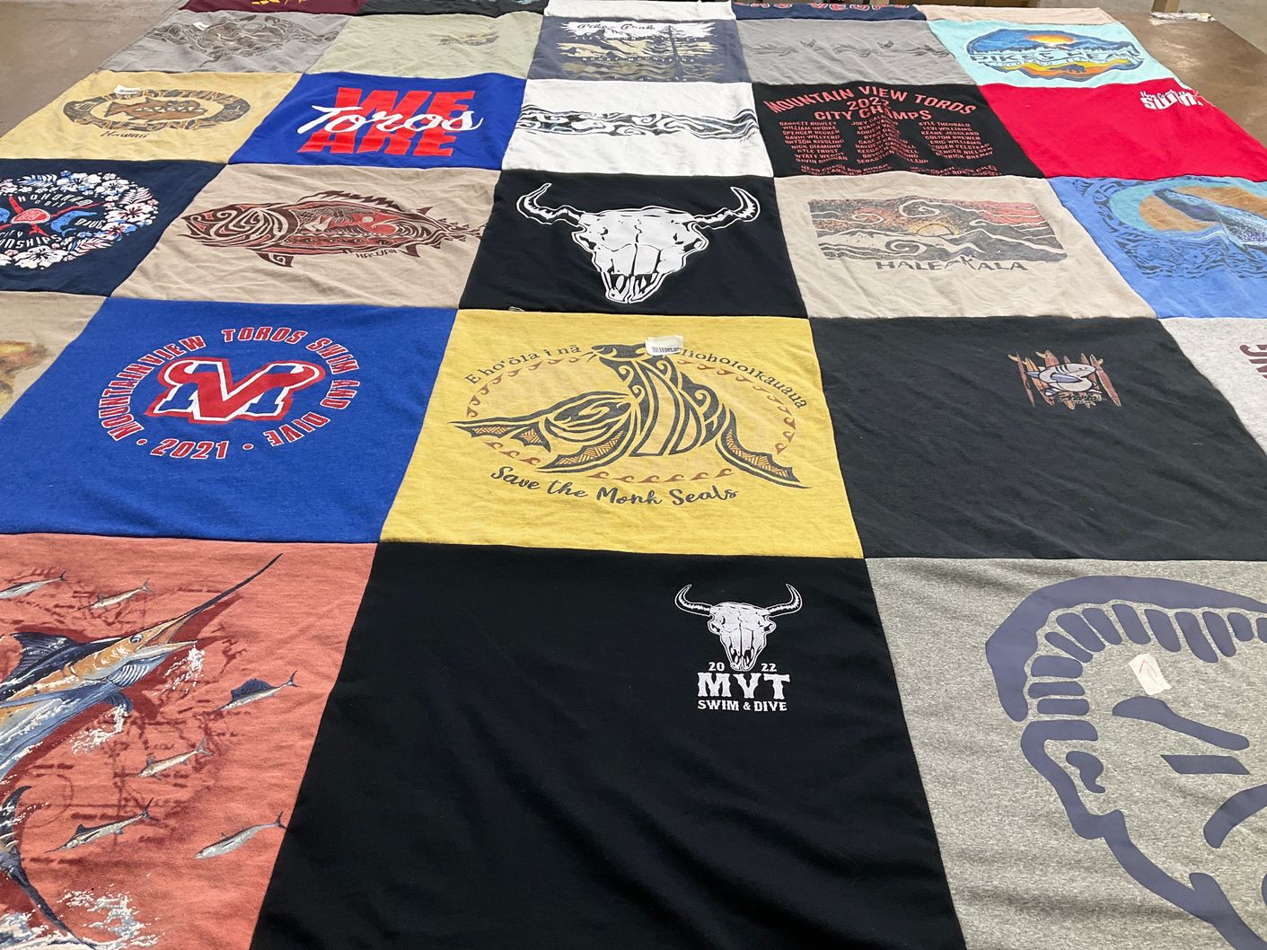 T-shirt quilt featuring mountain view toros swim and dive by Sandy from AZ