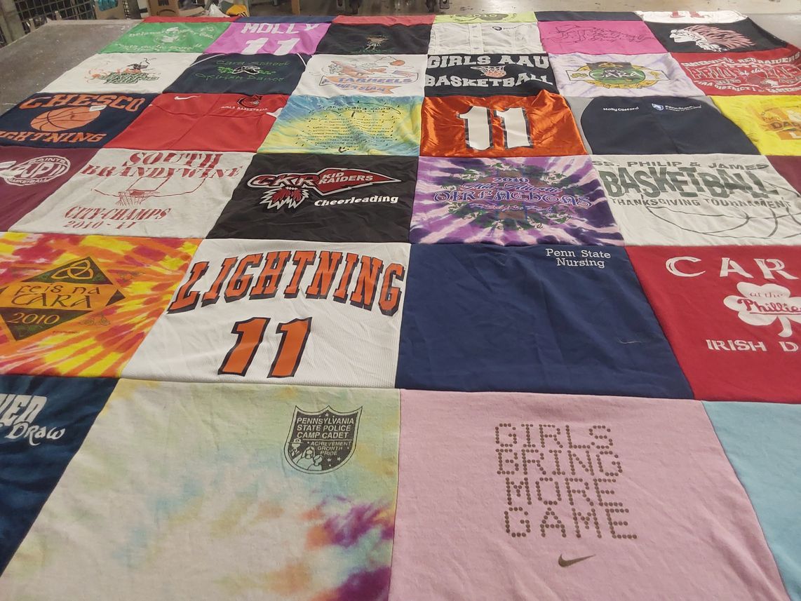 T-shirt quilt featuring lightning by Debbie from PA
