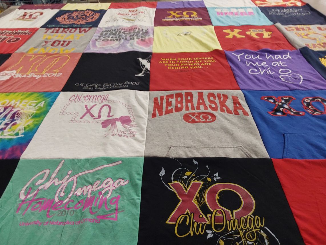 T-shirt quilt from university of nebraska at omaha by Rachel from NE