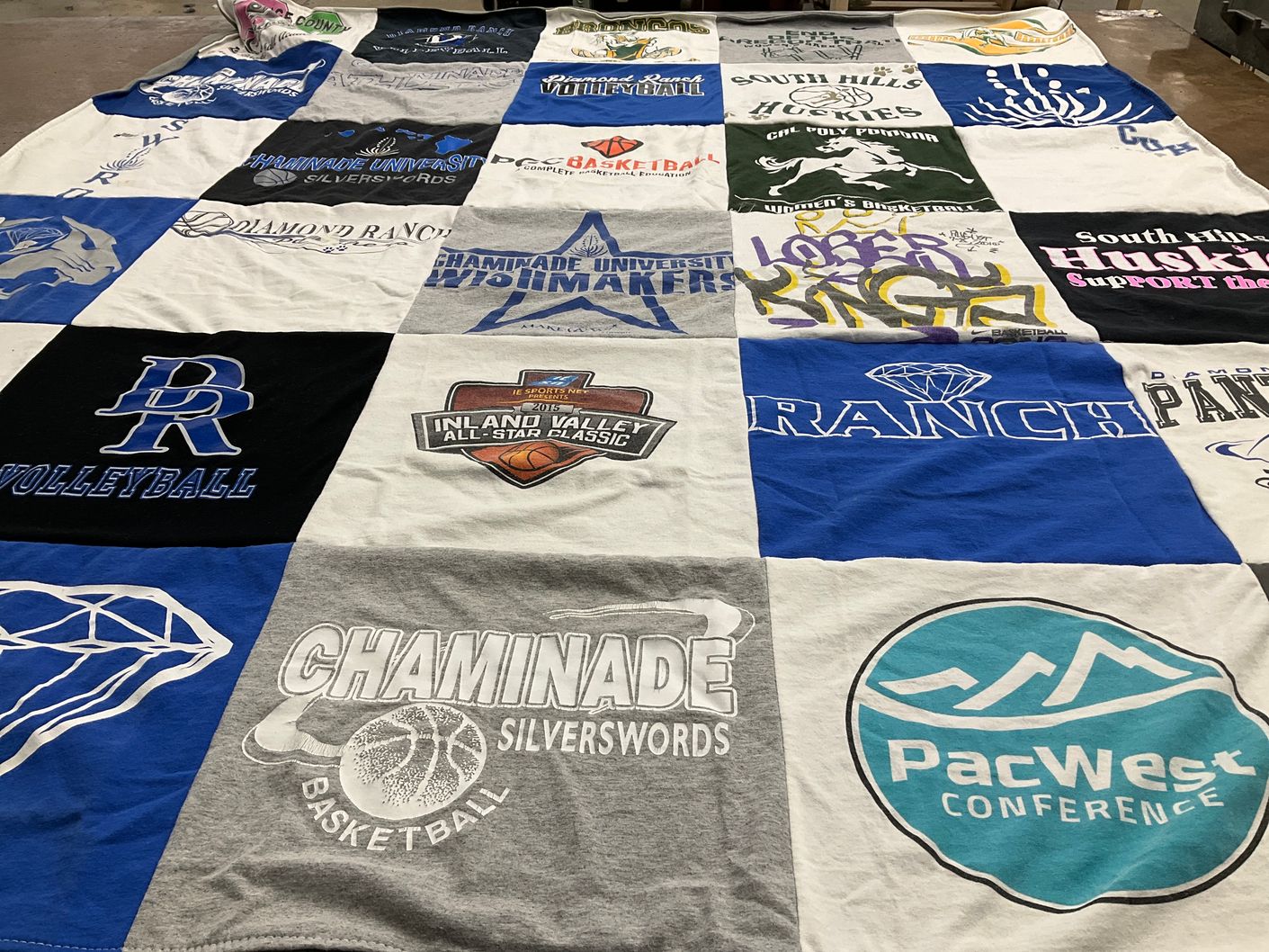 T-shirt quilt featuring chaminade university silverswords, diamond ranch panthers by Kiana from CA