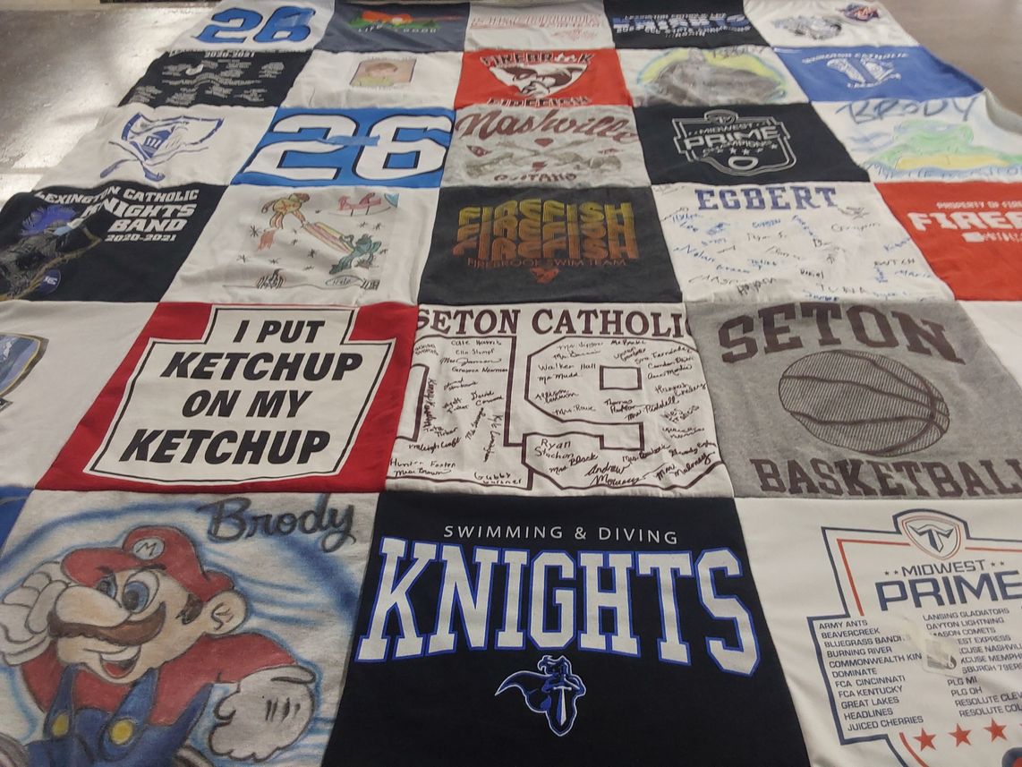T-shirt quilt featuring seton catholic high school basketball, seton catholic high school knights by Sharon from KY