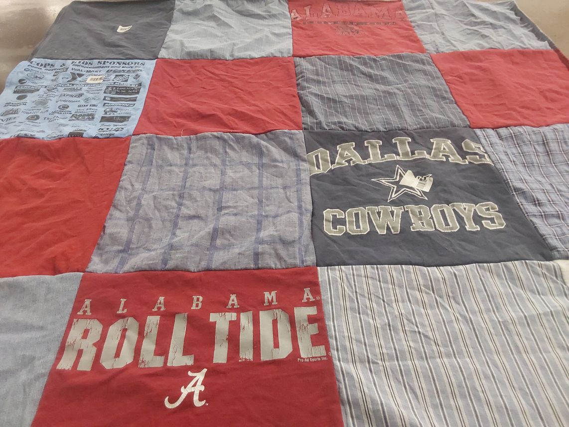 T-shirt quilt featuring university of alabama, dallas cowboys by Amanda from AL
