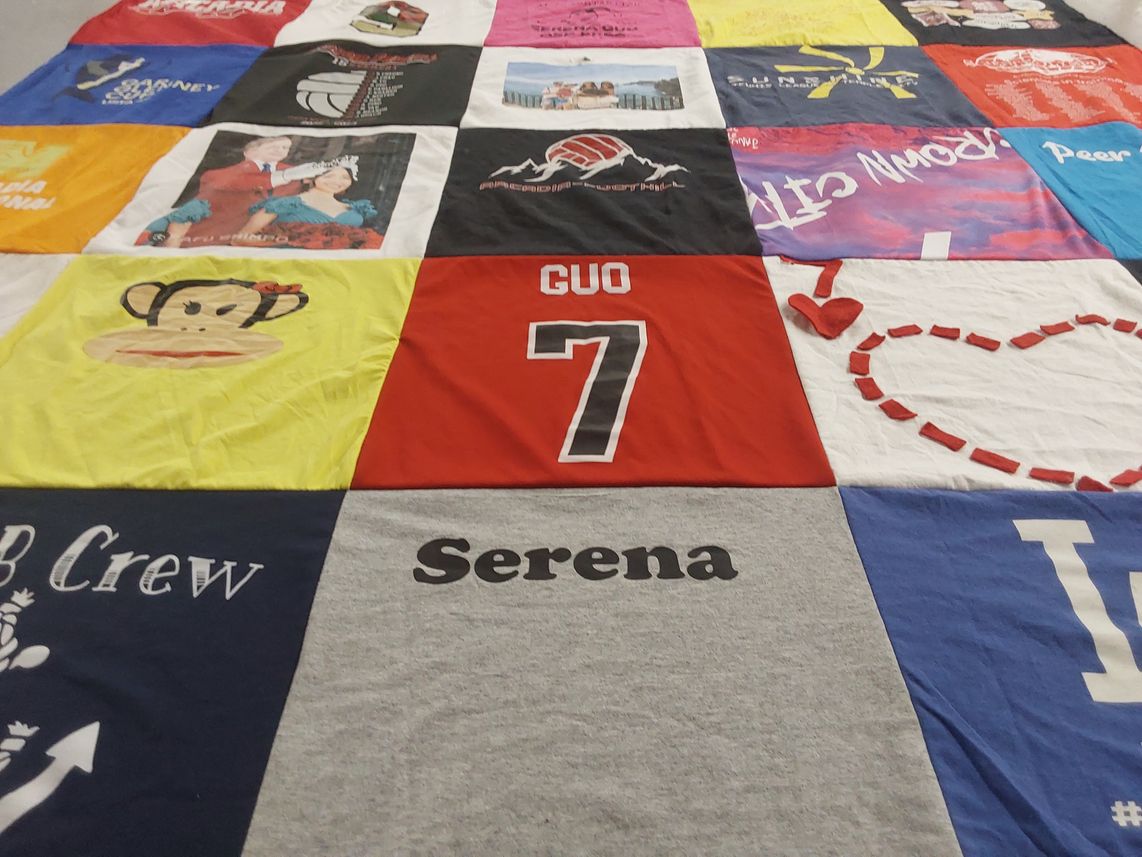 T-shirt quilt with friendship themes by Hui from CA