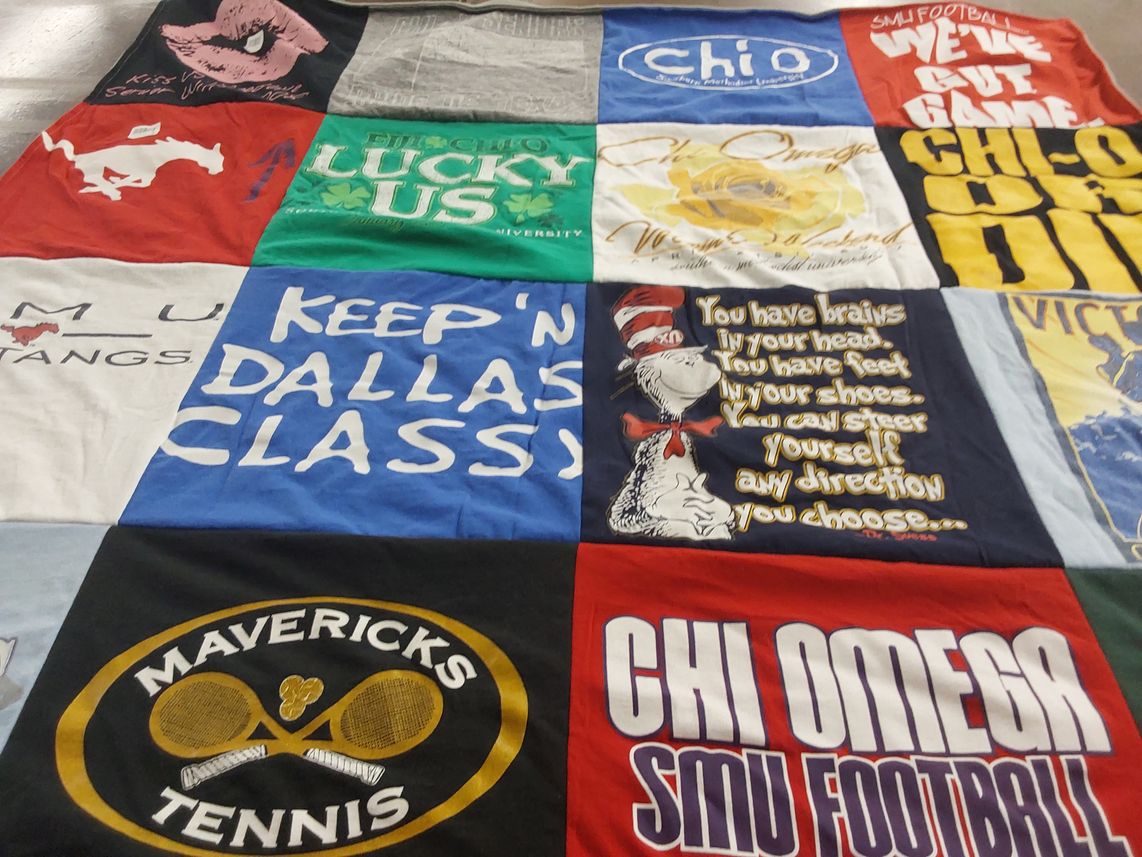 T-shirt quilt featuring mavericks tennis, smu football by Jodi from CA