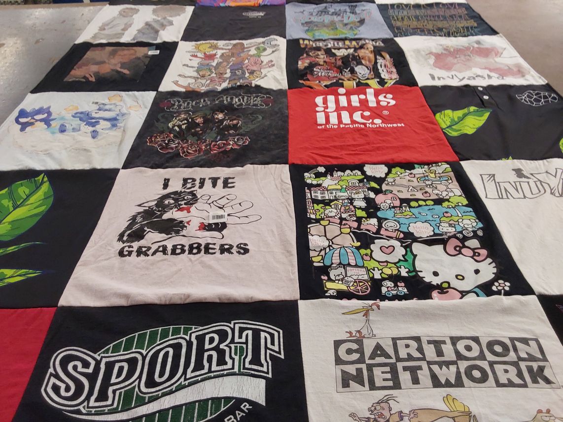 T-shirt quilt with cartoons, anime themes by Madysen from WA