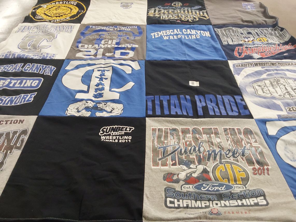 T-shirt quilt featuring temescal canyon titans by Tamerin from CA