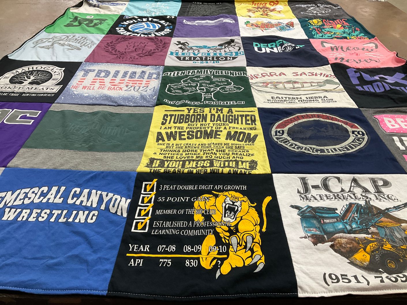 T-shirt quilt from mescal canyon high school by Tamerin from CA