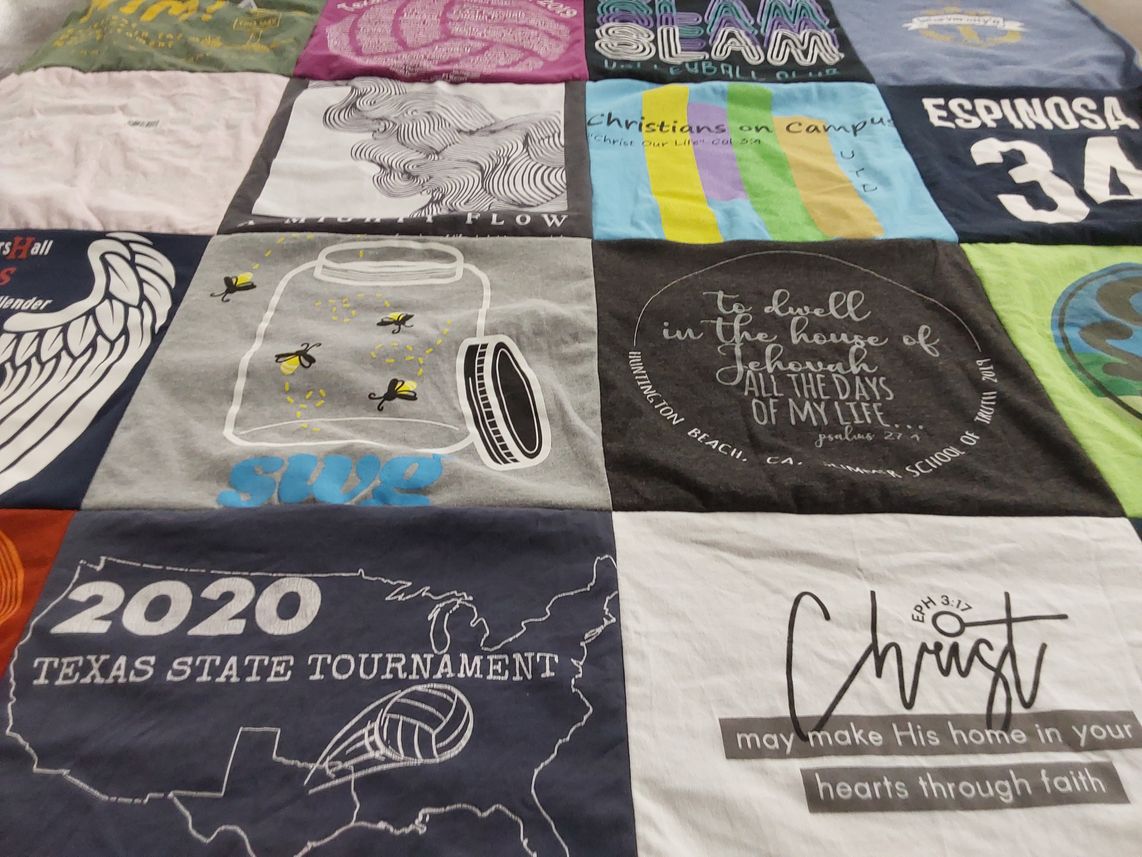 T-shirt quilt from huntington beach school of ministry by Christina from TX