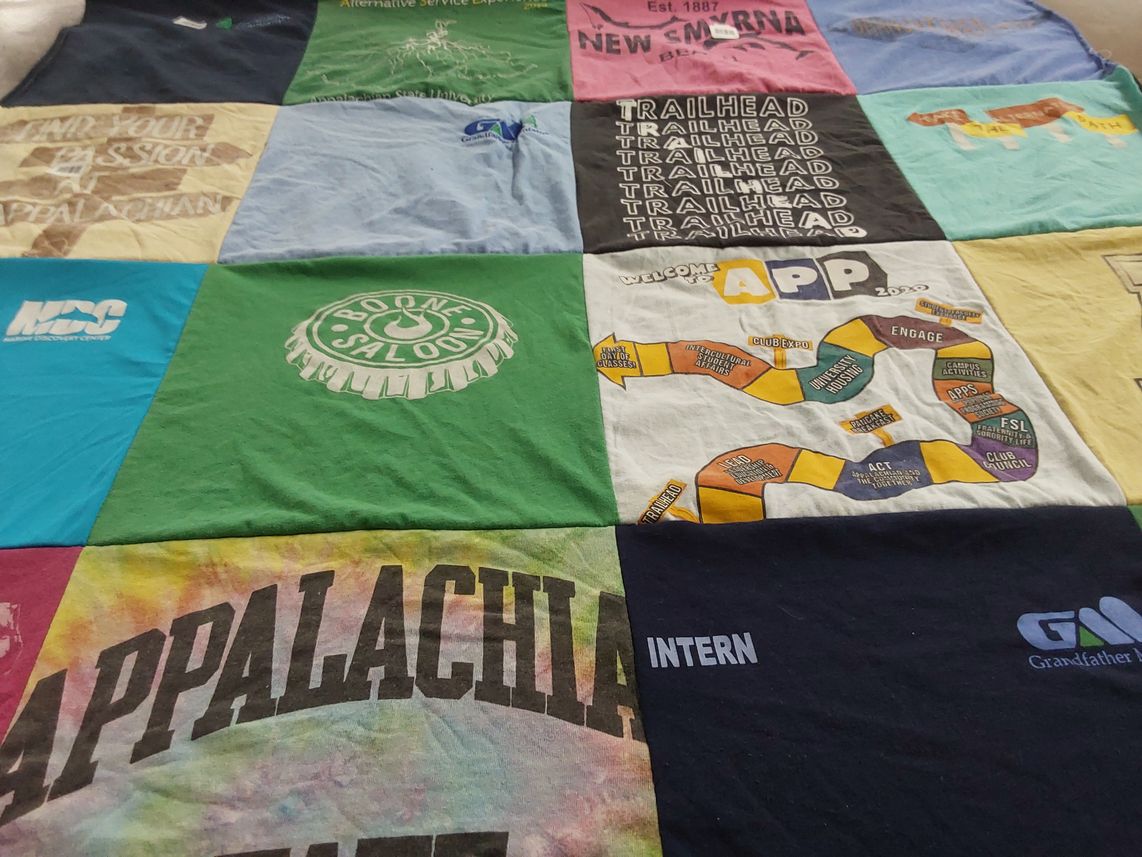 T-shirt quilt from appalachian state university by Jake from NC