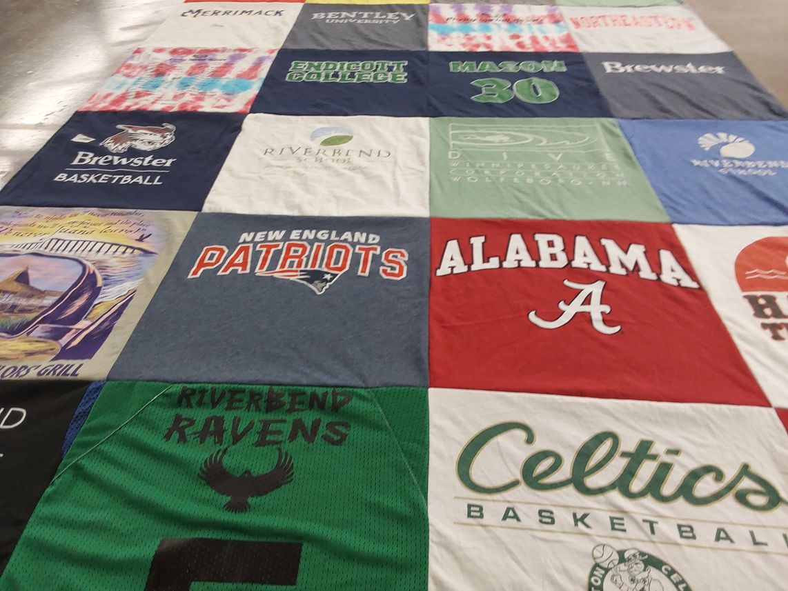 T-shirt quilt featuring riverbend ravens, new england patriots by ocllo from NH