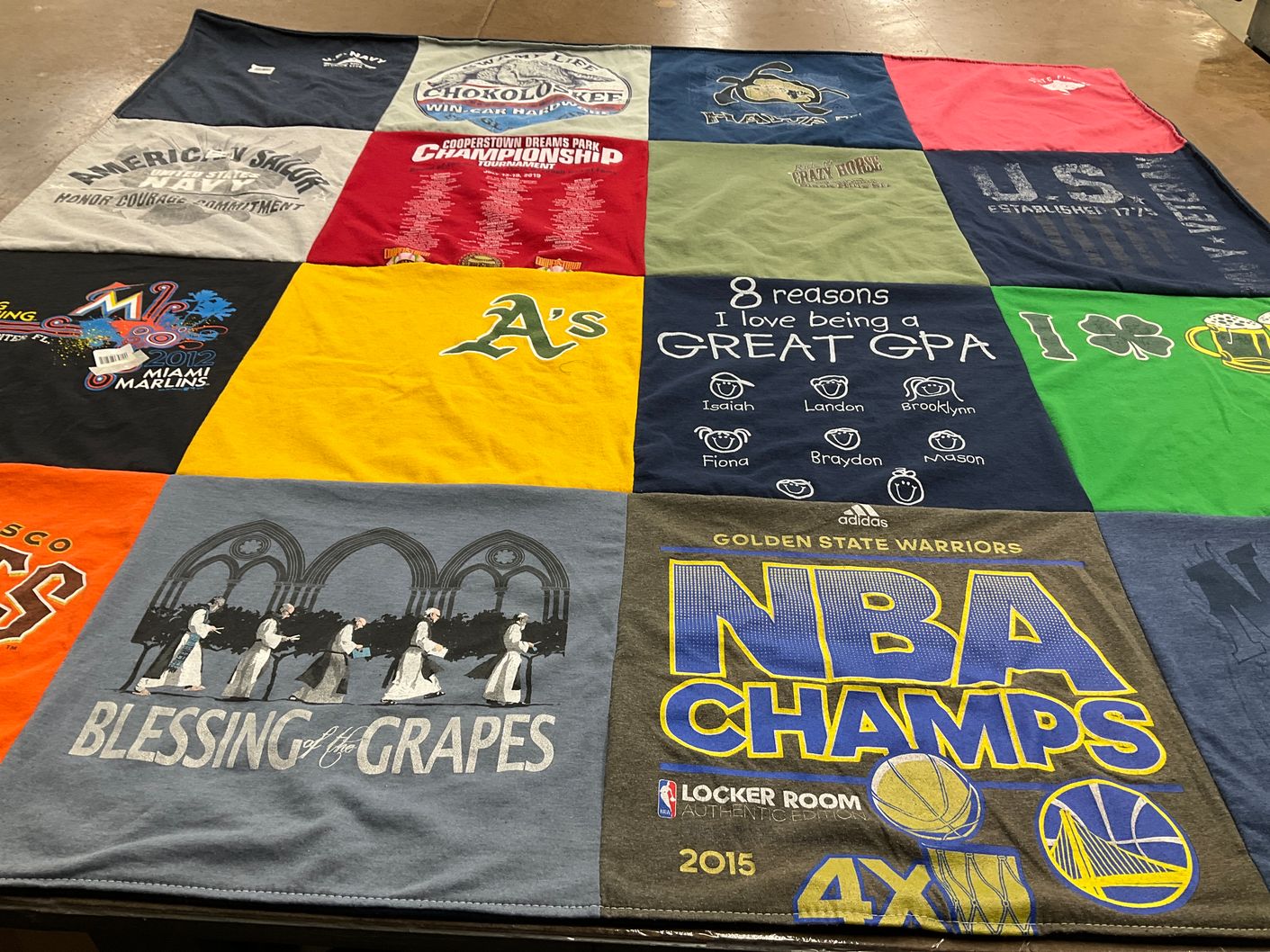 T-shirt quilt featuring golden state warriors by Melissa from CA