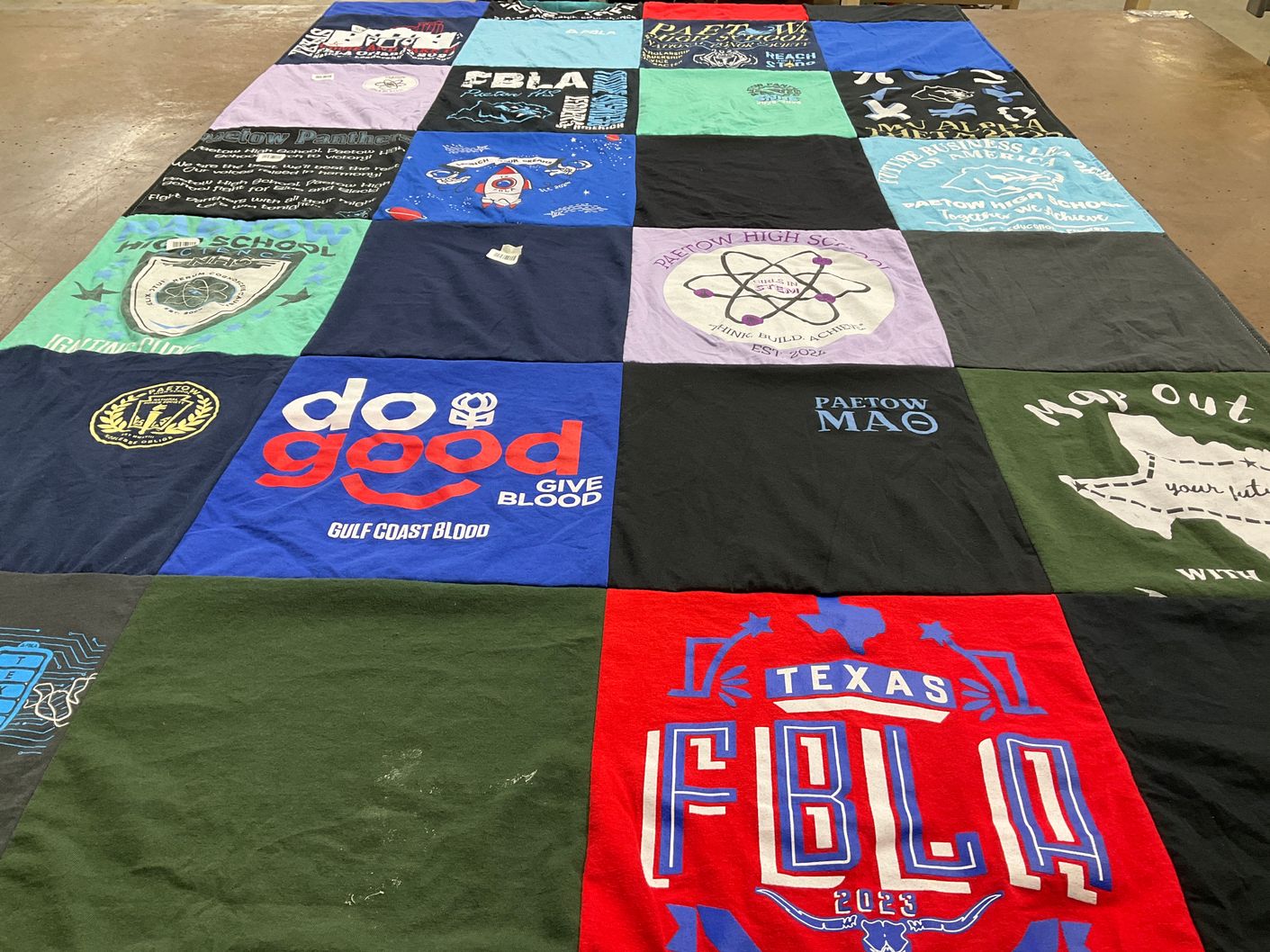 T-shirt quilt from paetow high school by Laurel from TX
