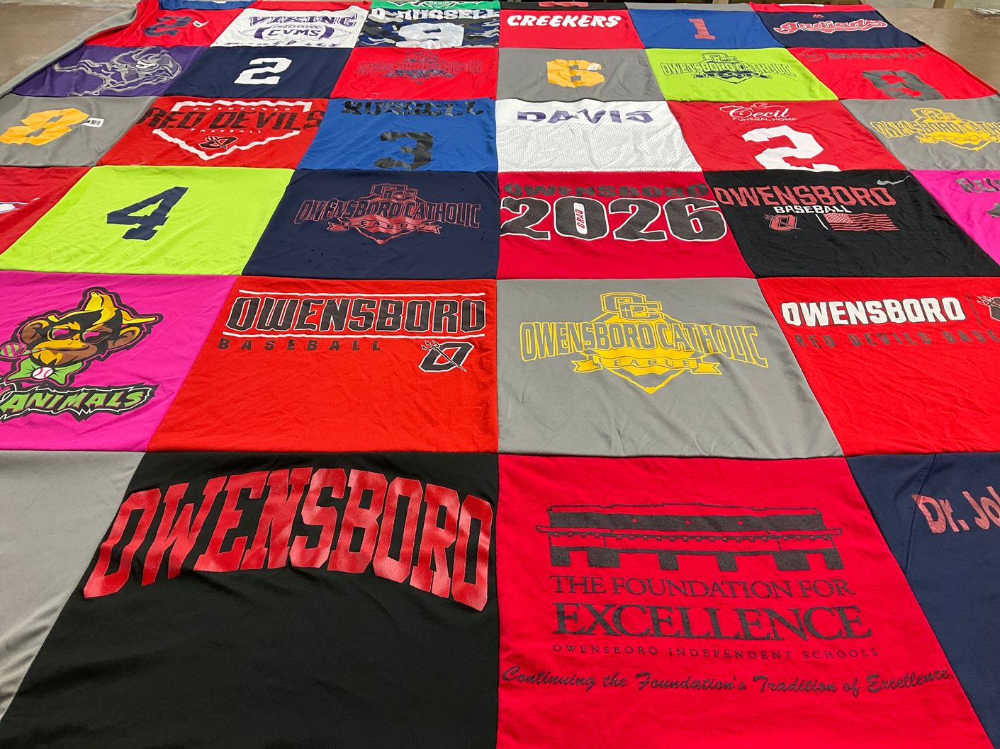 T-shirt quilt featuring owensboro baseball, owensboro catholic baseball by kelley from KY