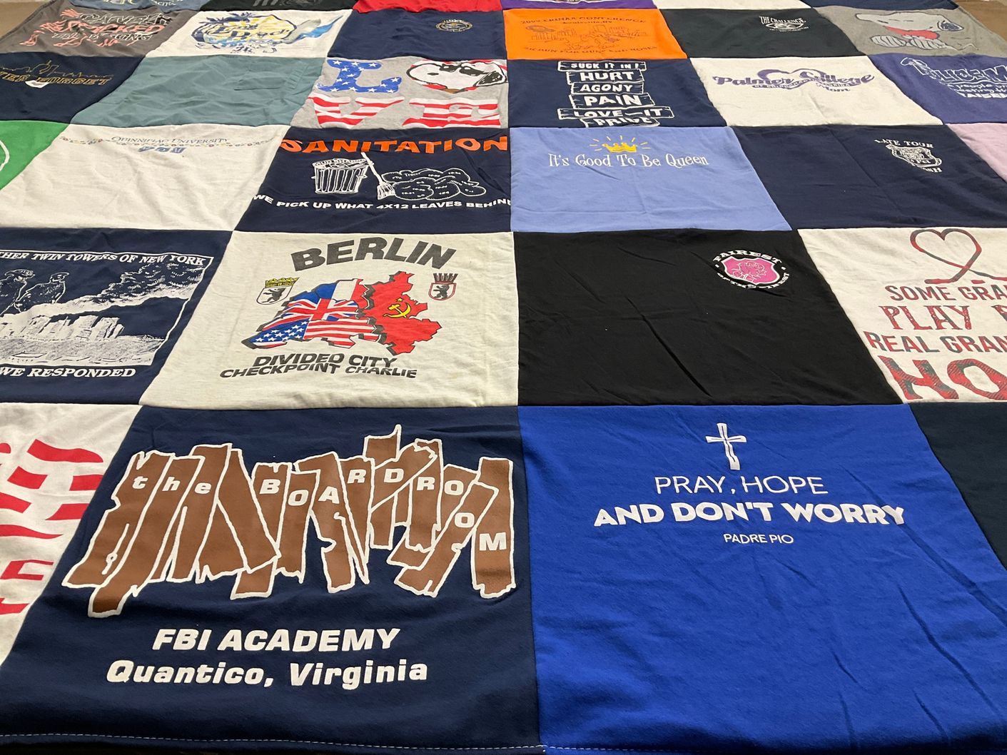 T-shirt quilt from palmer college of chiropractic by Diane from MD
