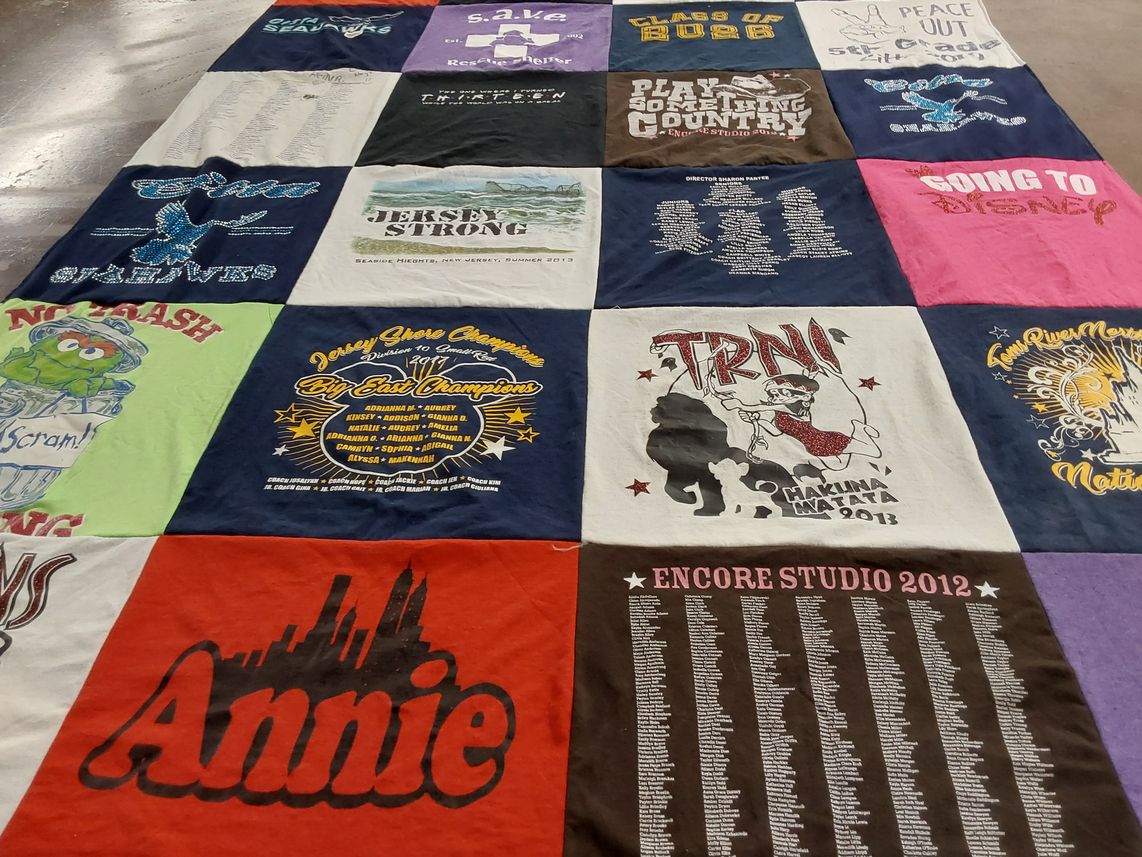 T-shirt quilt featuring jersey shore championships by Susan from NJ
