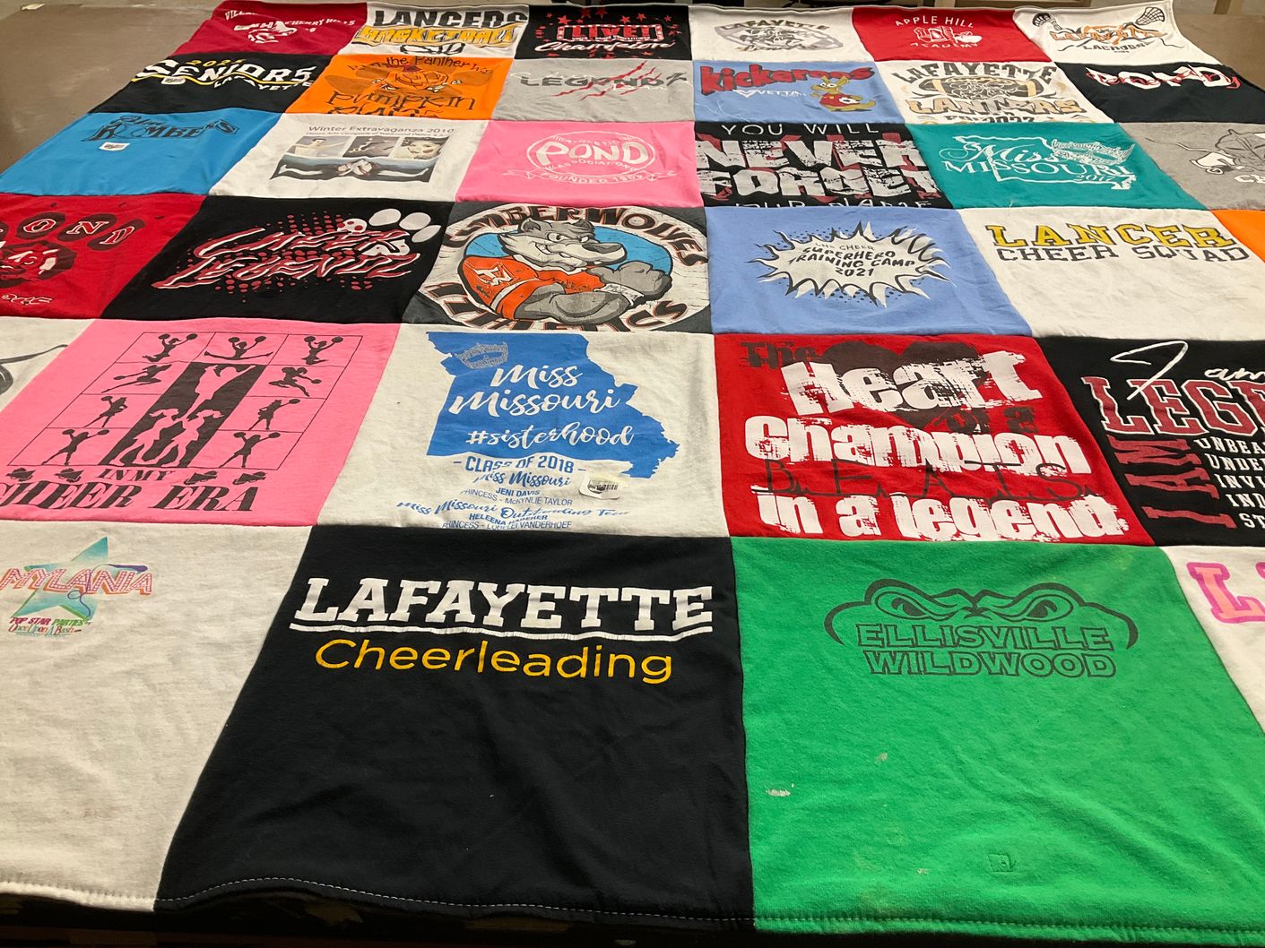 T-shirt quilt featuring lancers by Natosha from MO