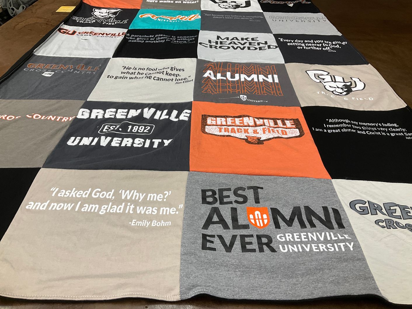 T-shirt quilt featuring greenville university cross country, greenville university track and field by Makenna from IL