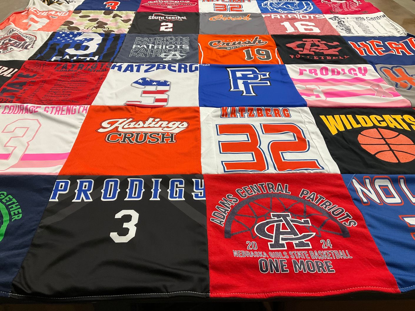 T-shirt quilt featuring adams central patriots, hastings crush by Candice from NE