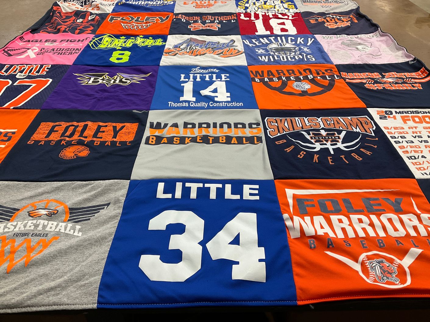 T-shirt quilt featuring foley warriors basketball, foley warriors baseball by KRISTINA from KY