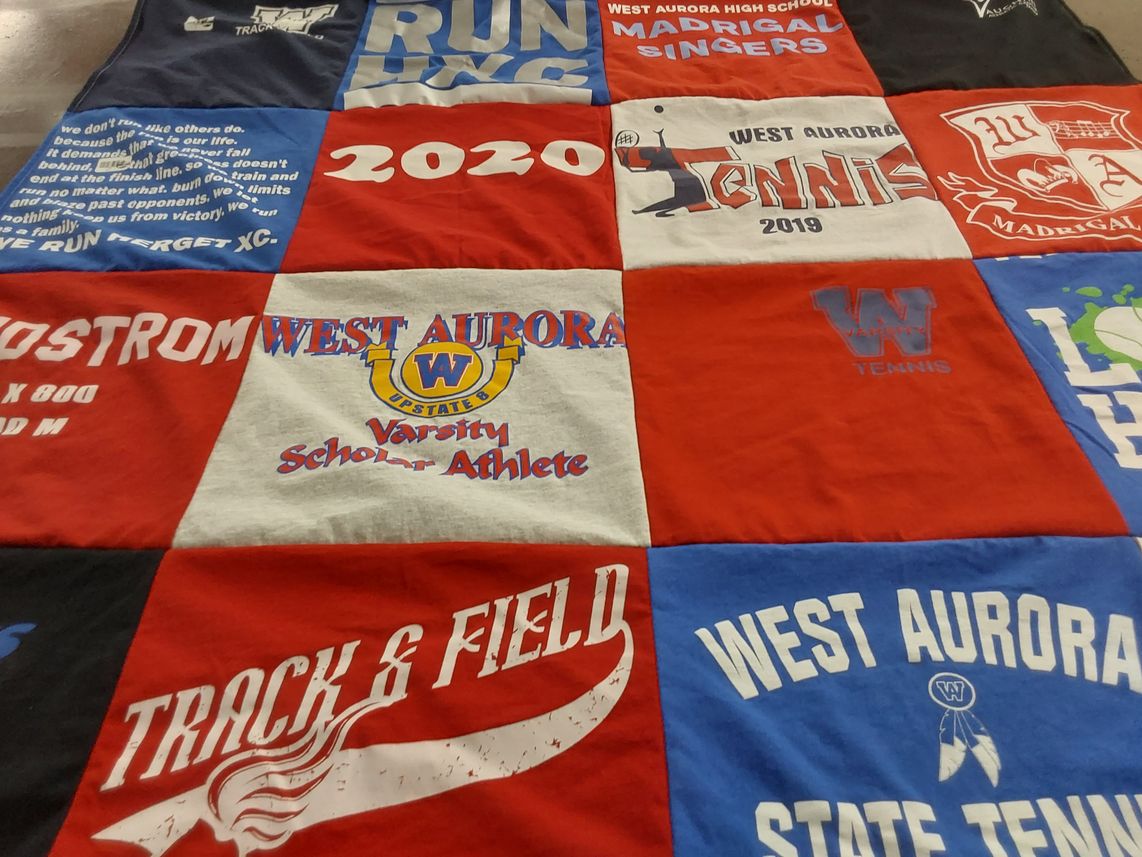 T-shirt quilt featuring west aurora varsity tennis by Brianna from IL
