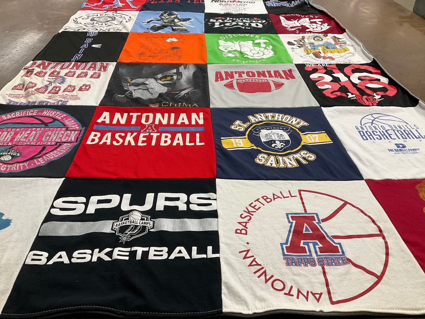 T-shirt quilt featuring antonian basketball, san antonio spurs by Julie from TX