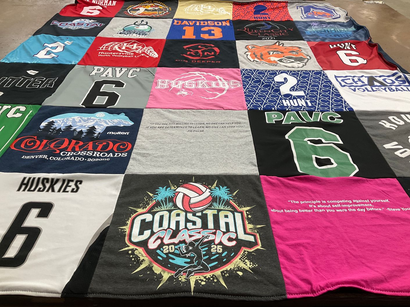 T-shirt quilt featuring huskies by Heather from NC