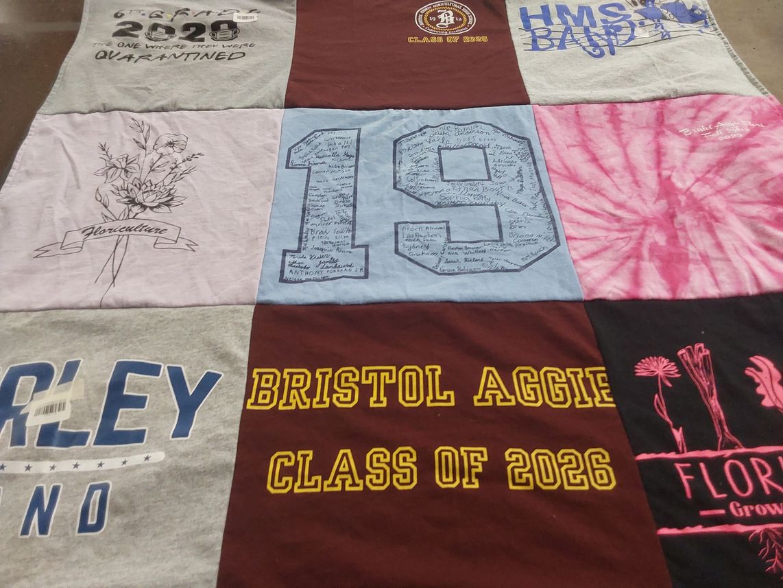 T-shirt quilt from bristol aggie agricultural and technical high school by Sara from MA