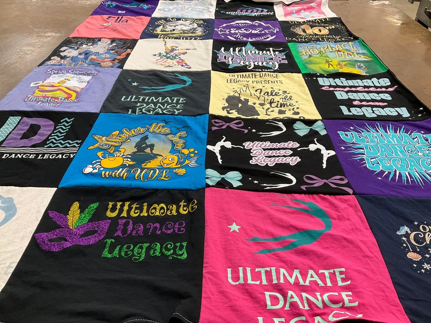 T-shirt quilt with dance, performing arts themes by Kennedy from WV