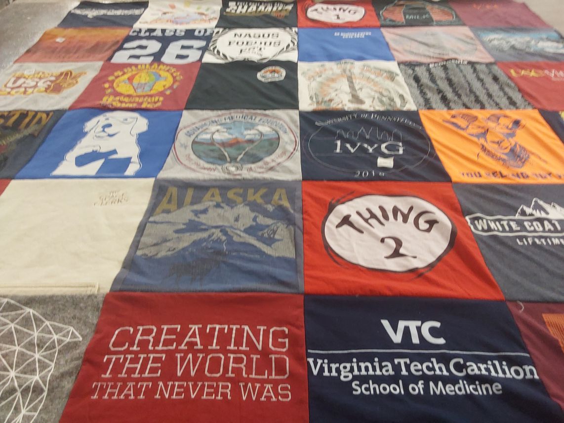 T-shirt quilt from virginia tech carilion school of medicine by Janeline from VA