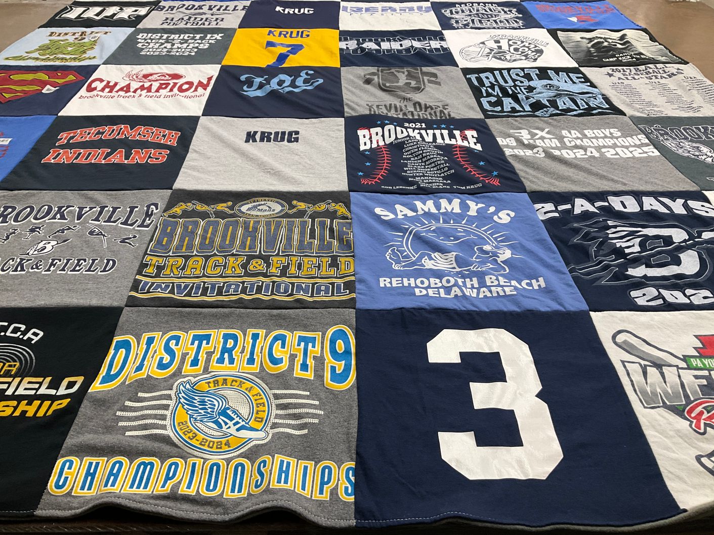 T-shirt quilt featuring brookville track and field, tecumseh indians by Courtney from PA