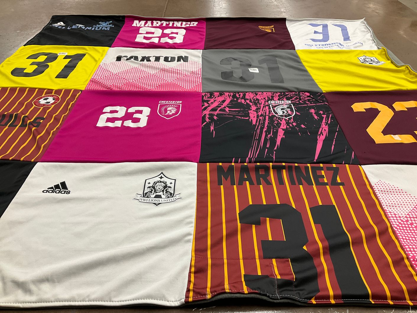 T-shirt quilt featuring chesterton soccer team by Dr. from IN