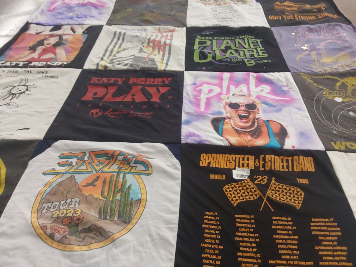 T-shirt quilt with music, concerts themes by Jeffrey from AZ
