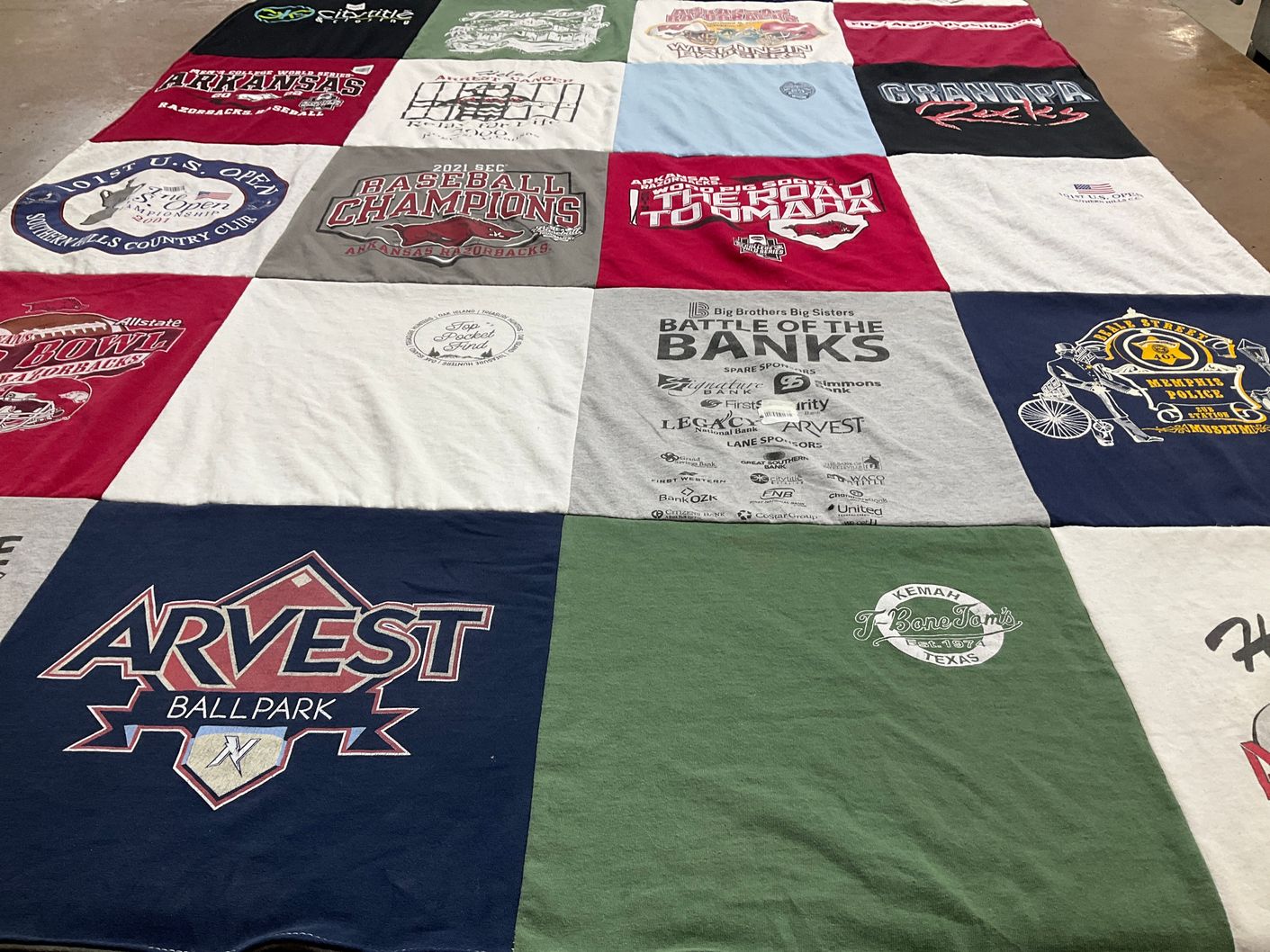T-shirt quilt featuring arkansas razorbacks baseball by Debra from AR