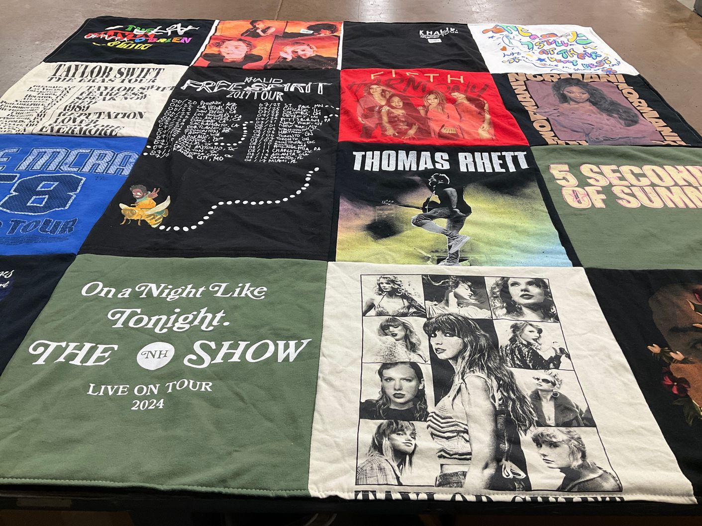T-shirt quilt with music, concerts themes by Amanda from VA