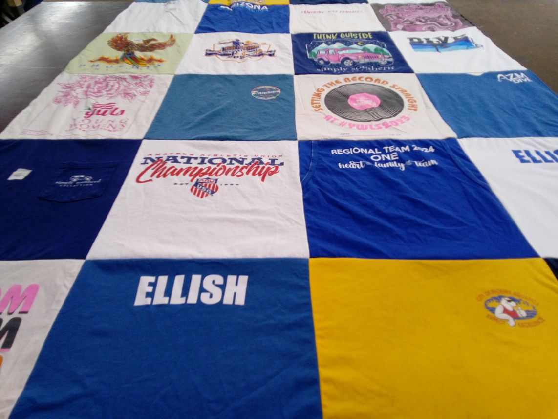 T-shirt quilt with athletics themes by Jeffrey from AZ