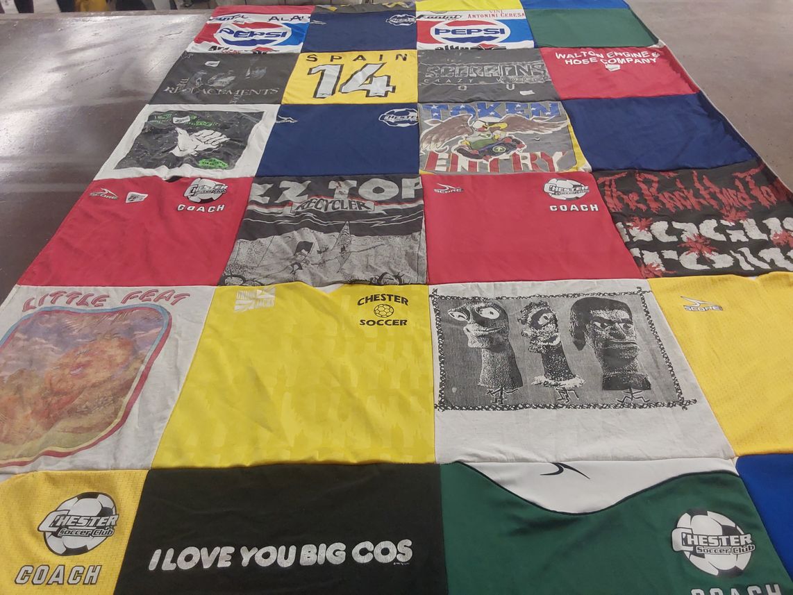T-shirt quilt with soccer themes by J from NY
