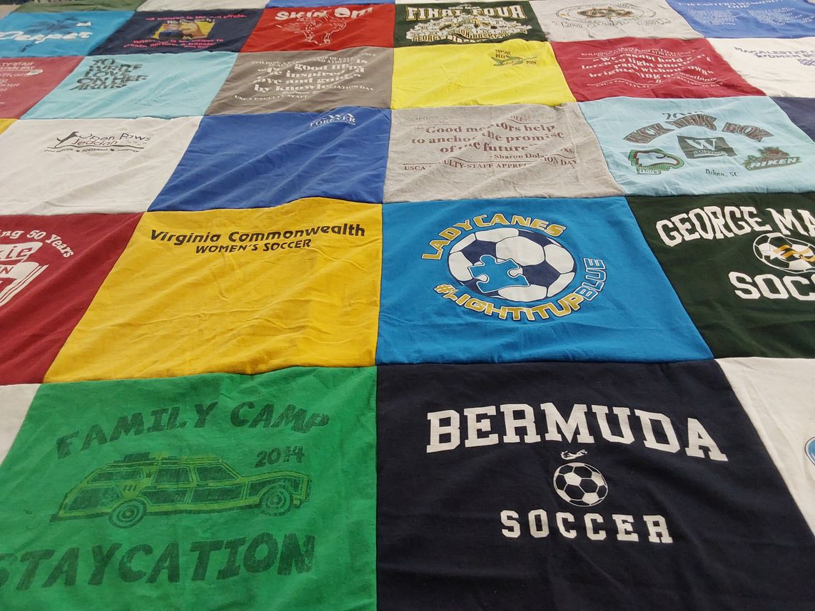 T-shirt quilt featuring virginia commonwealth women's soccer, george mason soccer by Sarah from TX