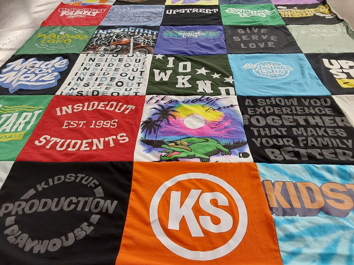 T-shirt quilt with youth programs, family activities themes by Tracy from GA