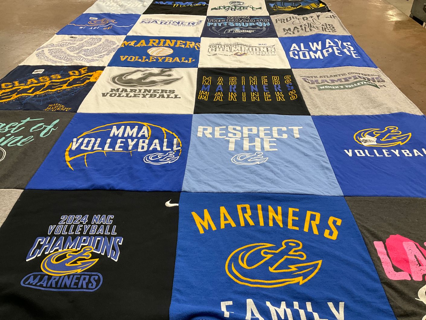 T-shirt quilt featuring maine maritime academy volleyball by Ann from NC
