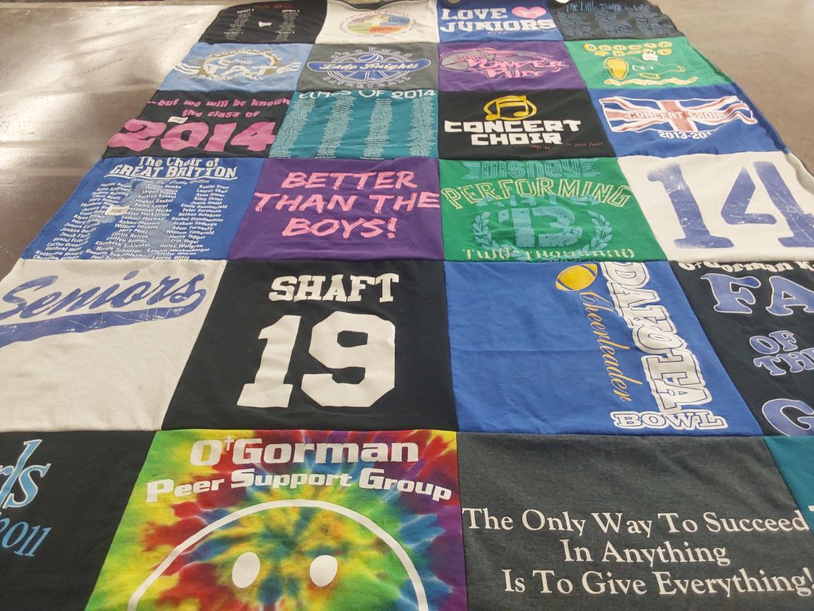 T-shirt quilt featuring dakota cheerleaders by Lonnie from SD