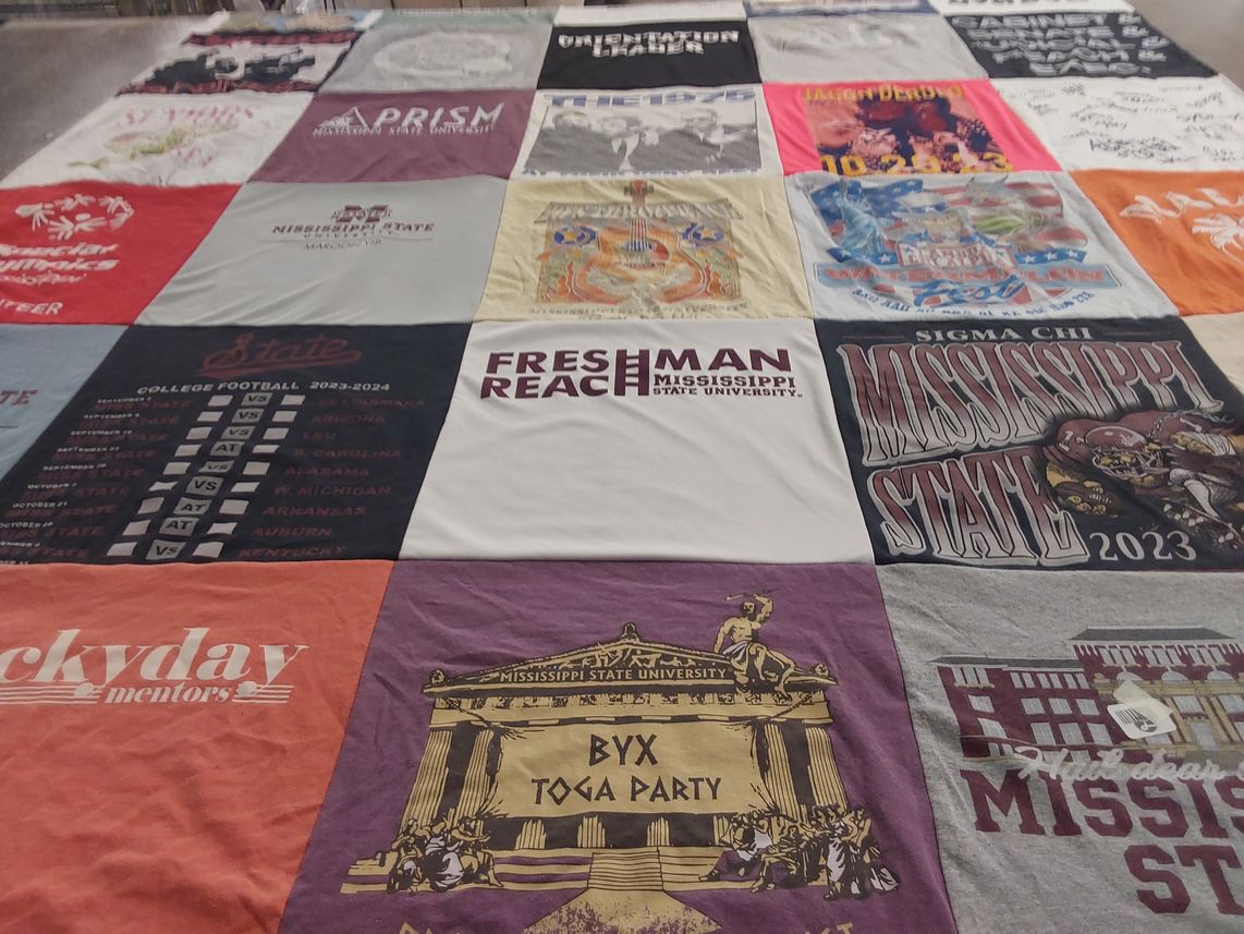 T-shirt quilt featuring mississippi state university football by Melissa from MS