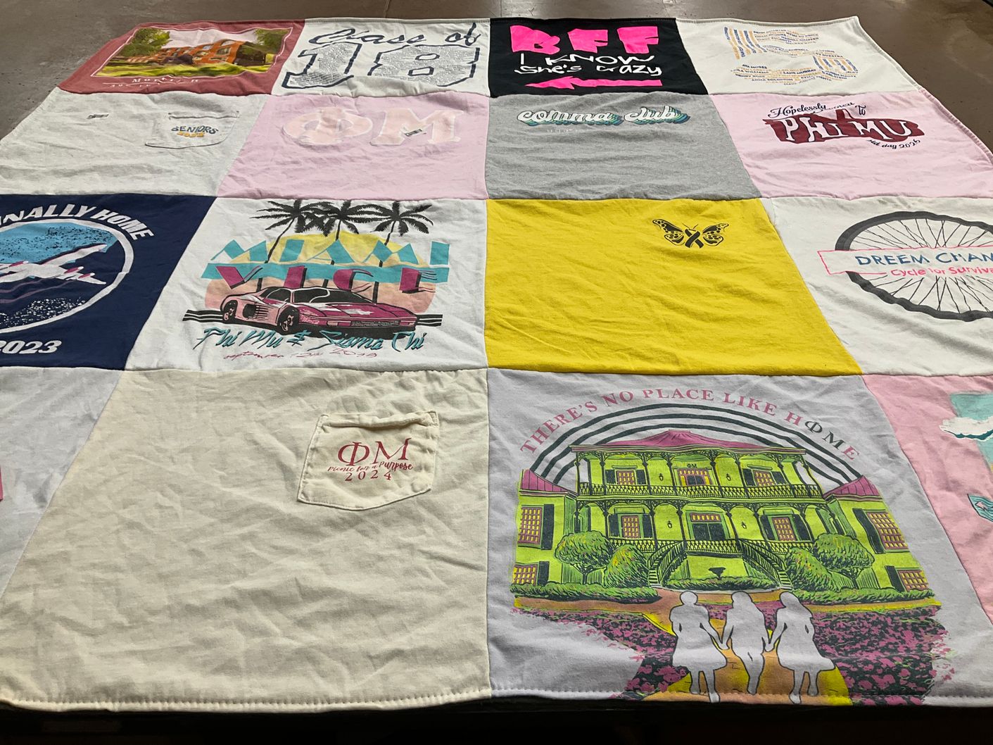 T-shirt quilt with sorority, graduation themes by Alexis from NJ