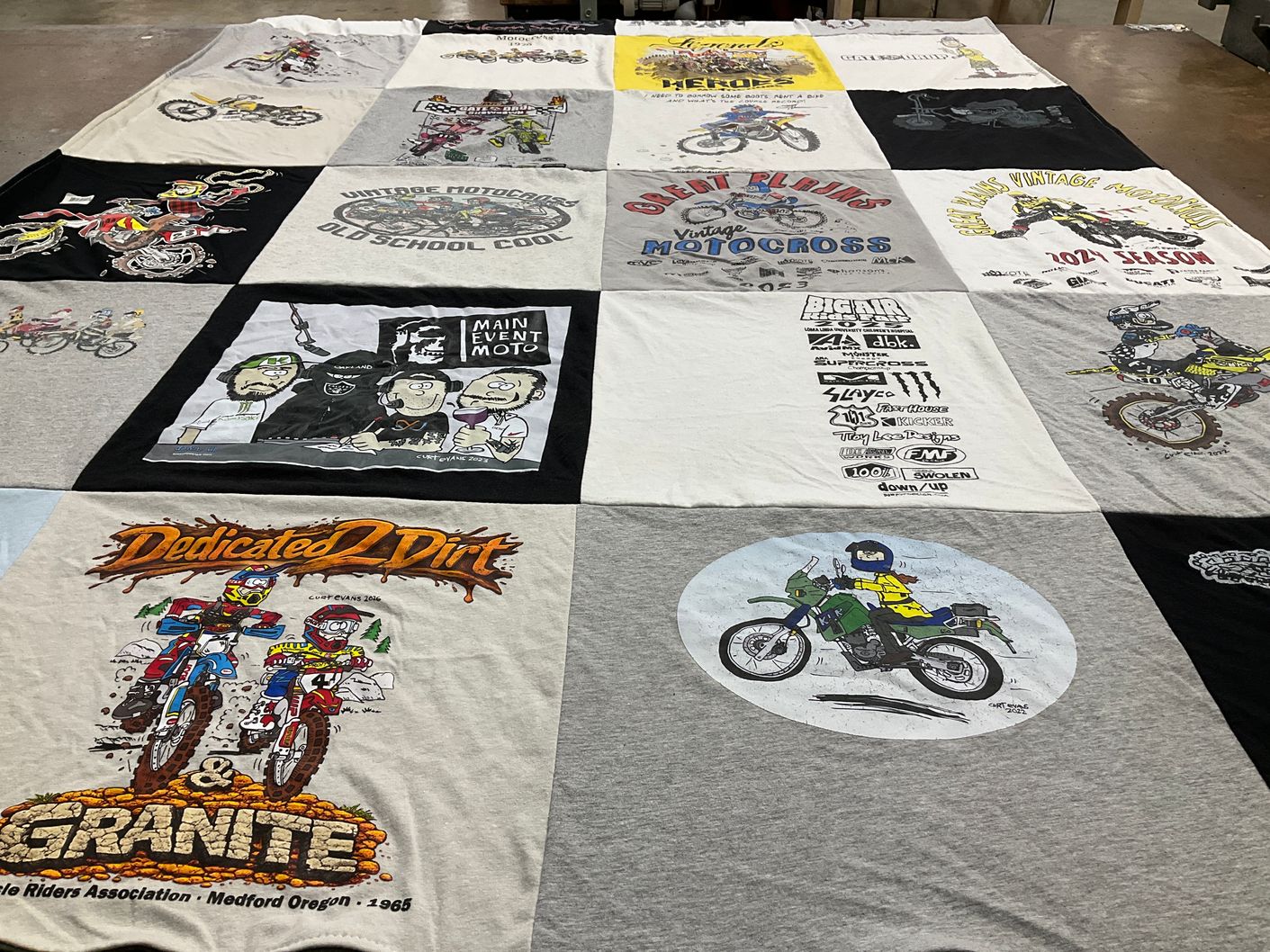T-shirt quilt with motocross, motorcycles themes by Curt from OR