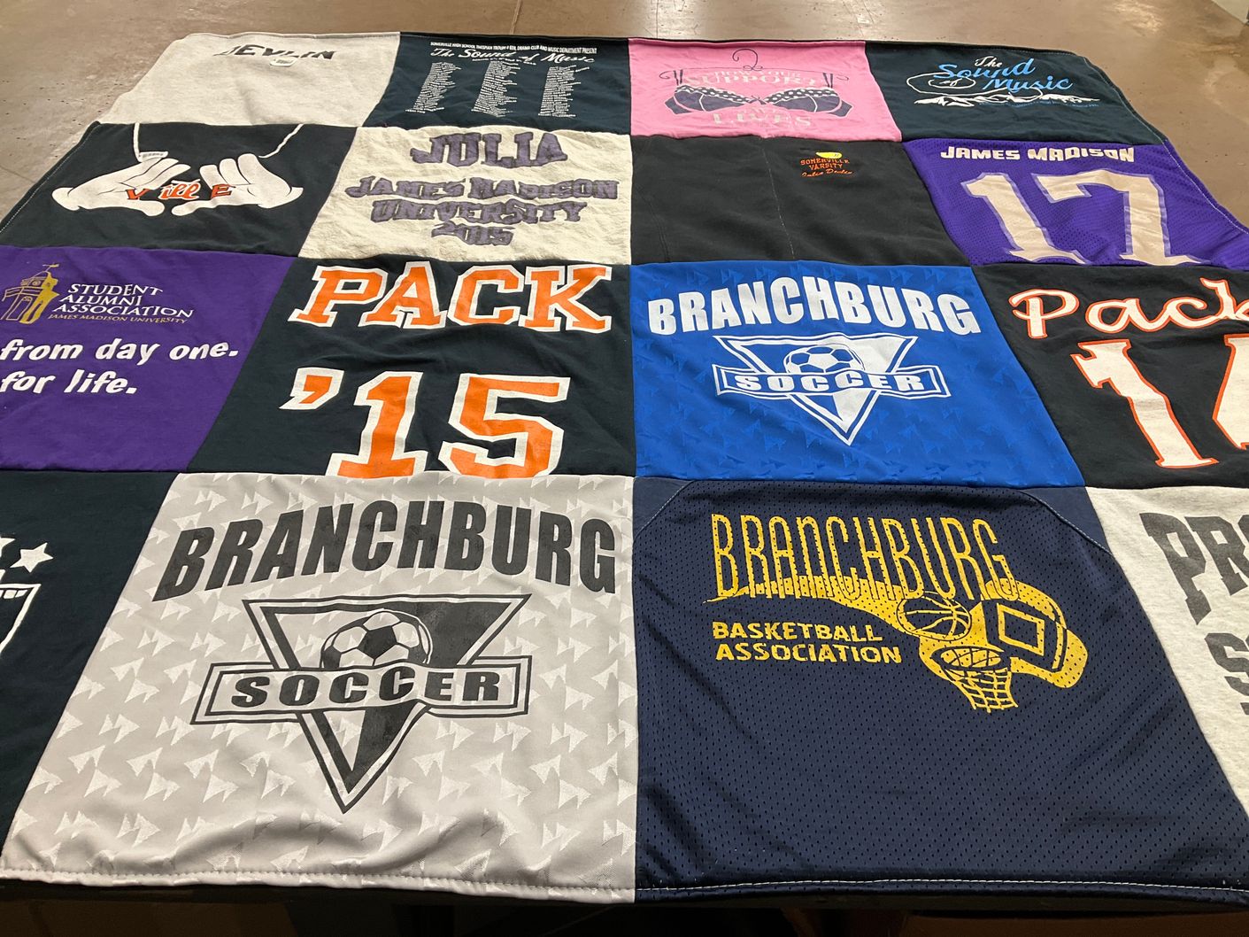 T-shirt quilt featuring branchburg soccer, branchburg basketball by Michelle from FL