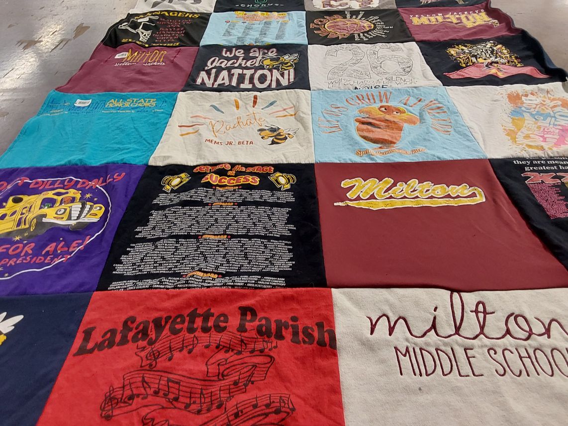 T-shirt quilt from milton middle school by MELINDA from LA