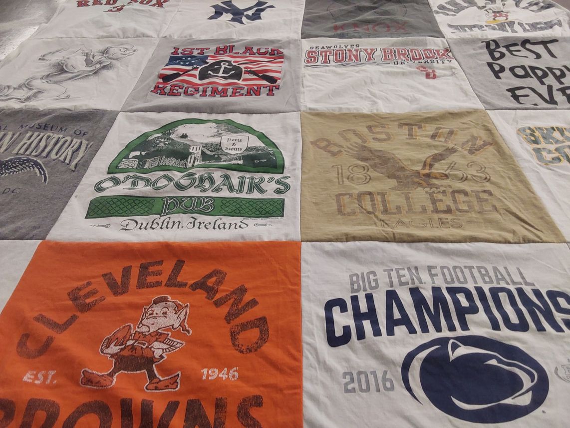 T-shirt quilt featuring stony brook university, cleveland browns by John from RI